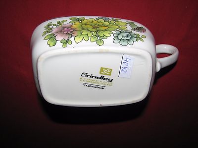 green transferware vintage GRINDLEY SANDRINGHAM floral toile GRAVY BOAT