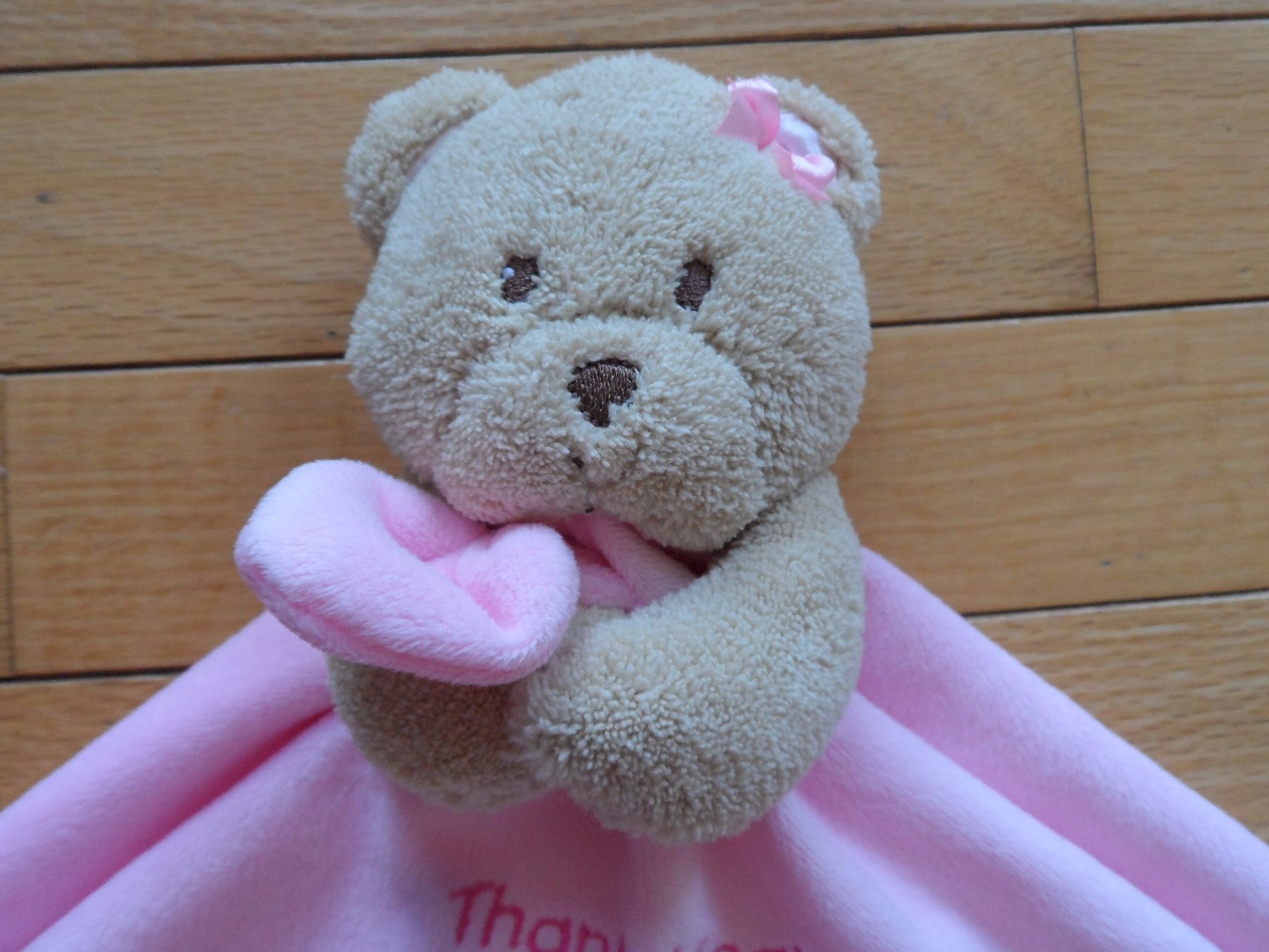 Okie Dokie Teddy Bear Girls Minky Pink Baby Blanket Satin Lovey Security Nunu