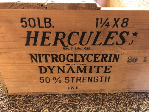 Vintage Hercules Powder Nitroglycerin Dynamite TNT Wood Box Wooden Crate Lid