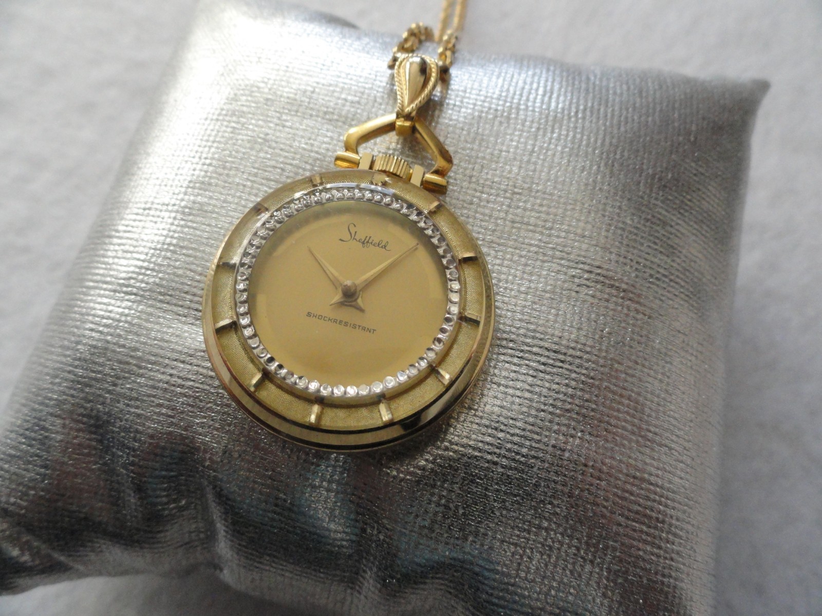 Sheffield Mechanical Wind Up Necklace Pendant Watch - Sparkles as it Ticks