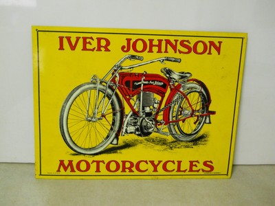 Iver Johnson Motorcycles Metal Sign Man Cave Garage Shop Decor