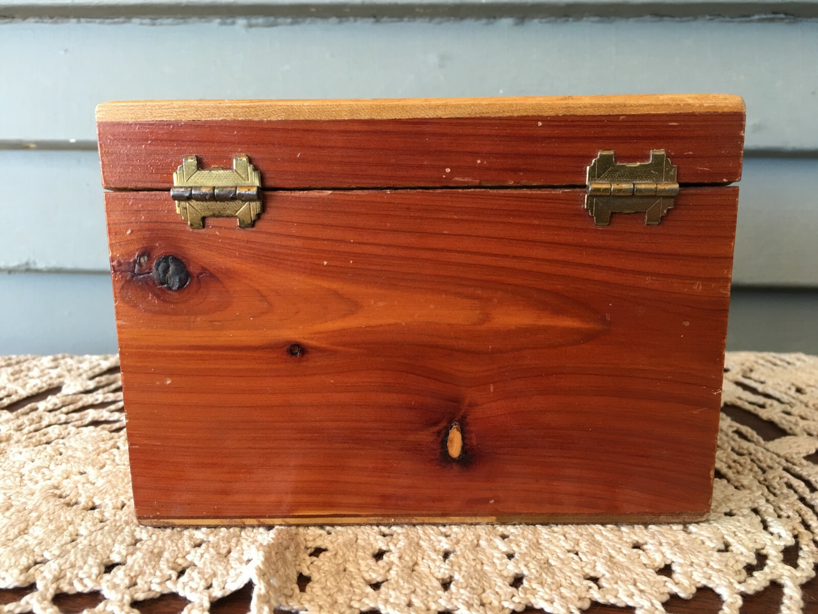 Vintage Wood Recipe Box with New Index Guide Cards & Recipes