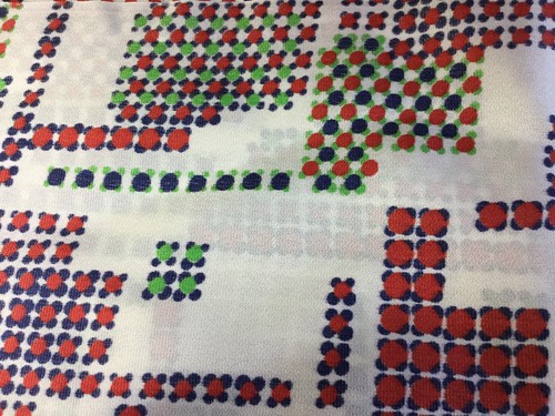 8 Yds Mid-century Abstract Art Fabric Vtg 60s 70s Red Blue Green Faux Silk