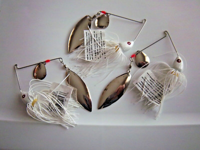 (LOT OF 3)-STRIKE KING SPINNERBAITS 1/4 OZ / W/ TANDUM BLADES IN THE COLOR WHITE
