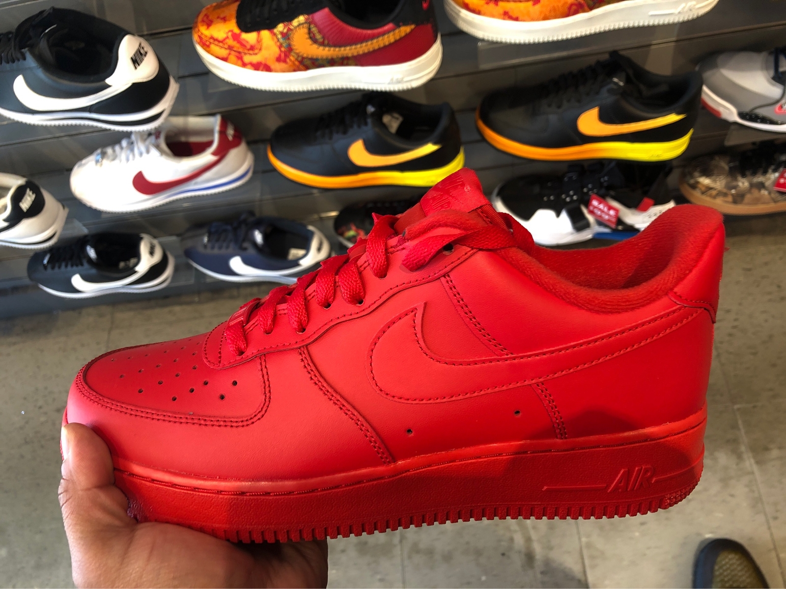 all red low top air force ones