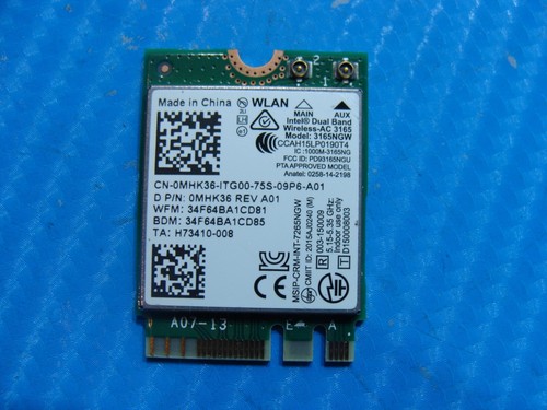 Dell Inspiron 15 7567 15.6" Genuine Laptop WiFi Wireless Card 3165NGW MHK36