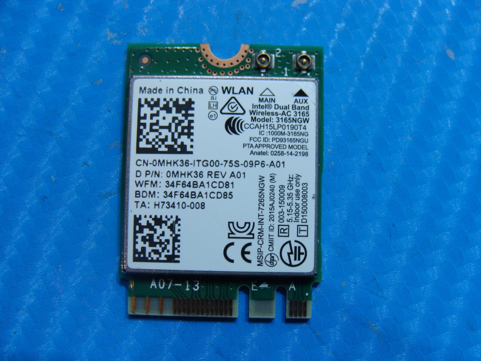 Dell Inspiron 15 7567 15.6" Genuine Laptop WiFi Wireless Card 3165NGW MHK36