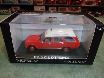 1/43 PEUGEOT 504 BREAK POMPIERS AMBULANCE VÉHICULE DE SECOURS SAPEURS-POMPIERS-
