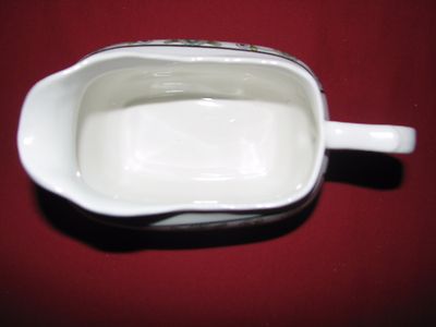 green transferware vintage GRINDLEY SANDRINGHAM floral toile GRAVY BOAT