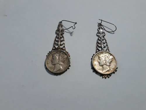 Mercury Dime Earrings, Coin Earrings, Dangle Earrings, Vintage, Coin Jewelry