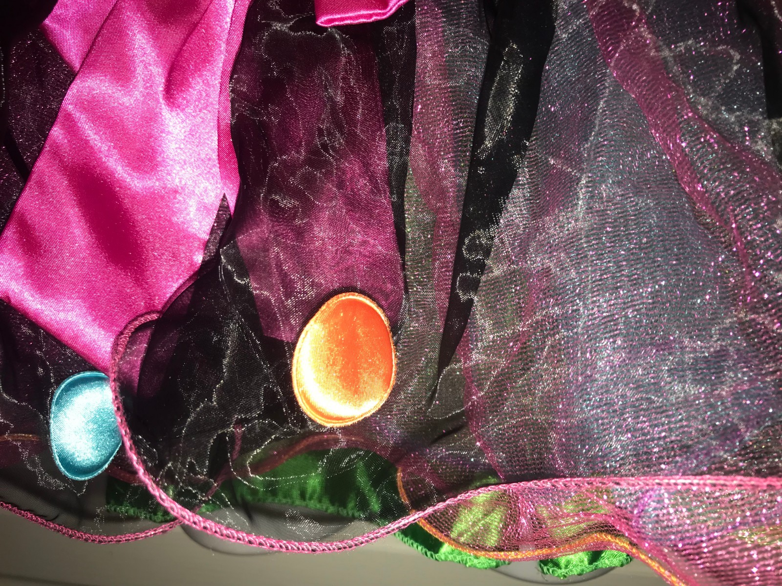 Hello Kitty Bright Multicolor Ruffle Organza Skirt Elastic Waistband Size M 8-10