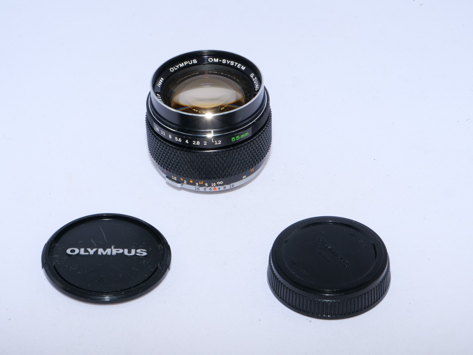 Olympus G. Zuiko Auto-S 55mm f1.2 FAST OM Normal Lens. Caps