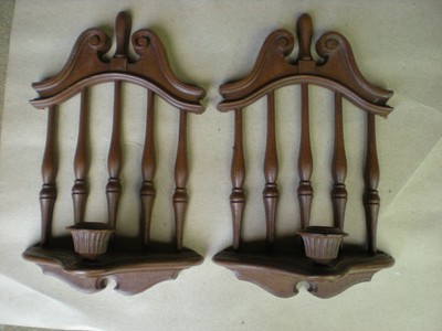 2 Home Interiors Candle Sconces 1974 Vintage Colonial Style