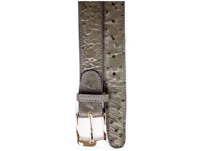 Pre-owned Belvedere Men's  Belt Genuine Ostrich Quill Up To Size 44 2001 Gray