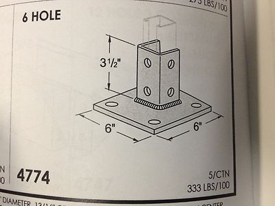 (QTY 10) Square Post Base 1-5/8" for Unistrut / B-Line Channel #4774 P2072ASQ EG
