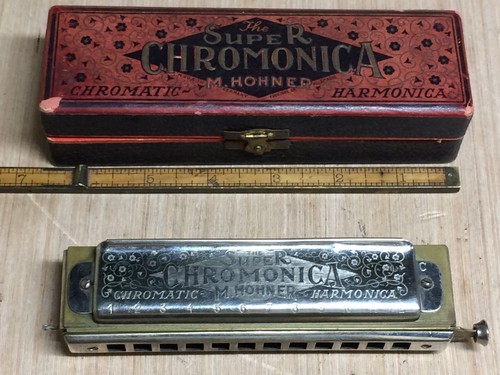 Vintage Super Chromonica M. Hohner  Chromatic Harmonica With Original Box “C”