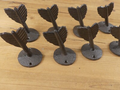 8 Cast Iron Arrow Hooks Feather Wall Mount Rustic Coat Hall Tree Hat Hardware