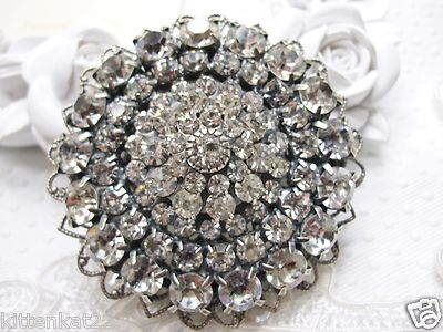 New Liz Palacios Sparkling Clear Famous Maker Crystals Statement Brooch Pin