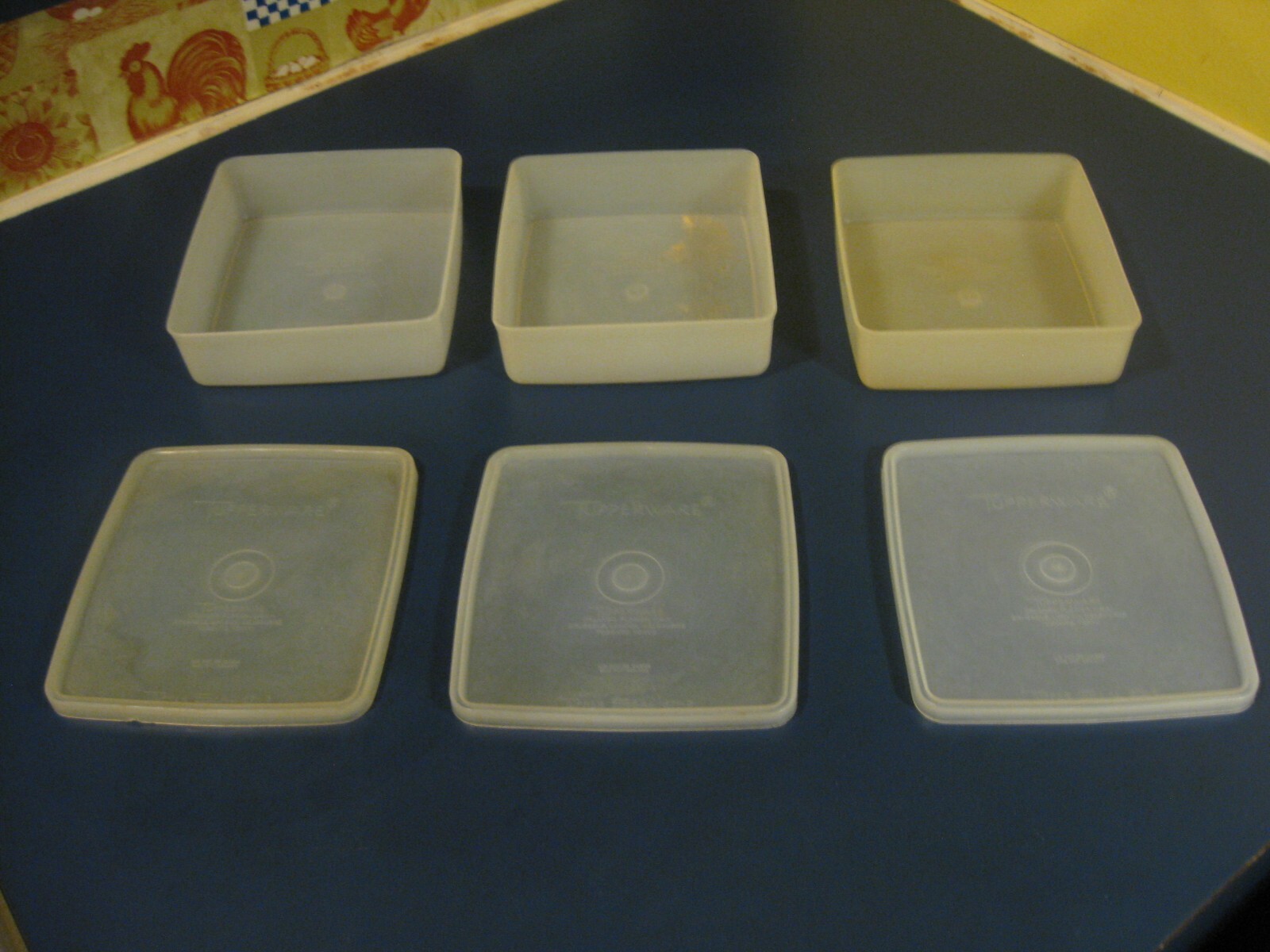 3 Vintage Tupperware Sheer Square-A-Way Sandwich Keeper #670 w/Clear Seals #671