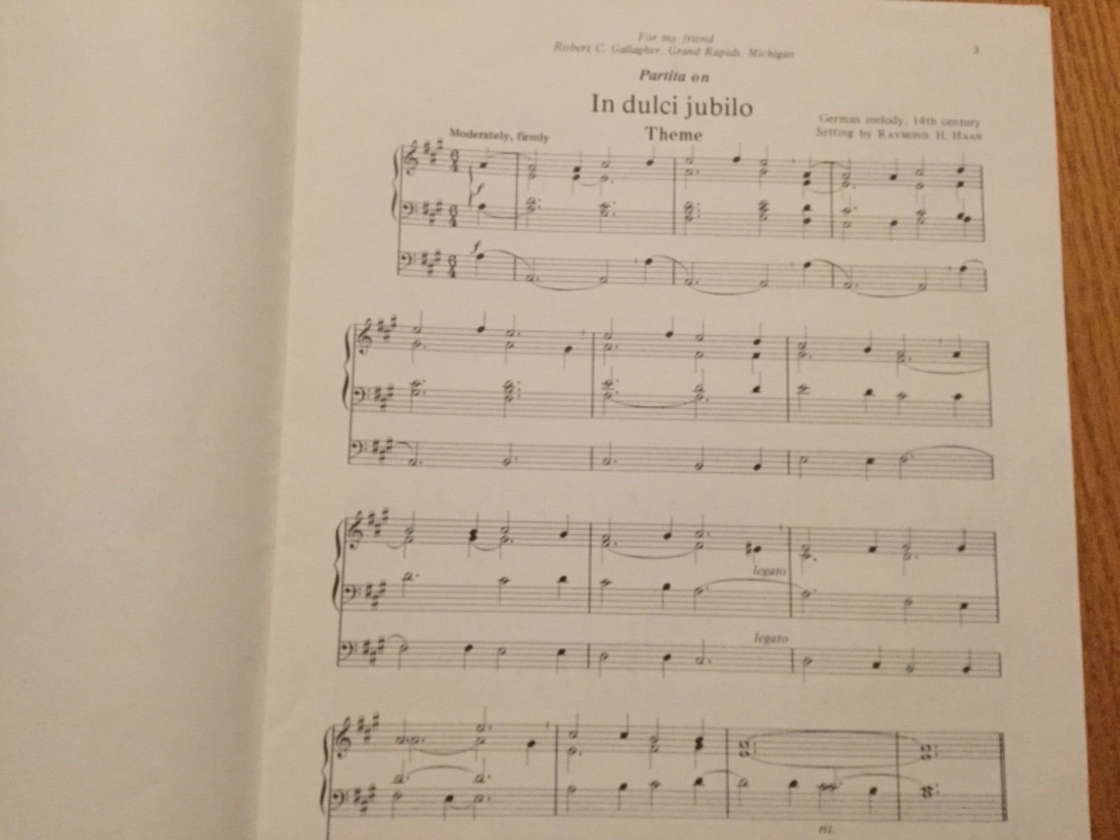 Partita on In Dulci Jubilo For Organ by Raymond Haan