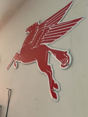Mobil Pegasus Gasoline Metal Sign Garage Vintage Style Wall