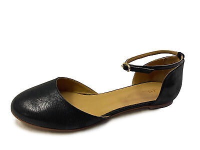 A.P.C. Women's Black Embossed Ankle Strap Flats US 11 / FR 41 $310 NWOB