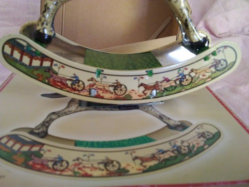 NRFB Tin Toy Reproduction Rocking Horse And Jockey