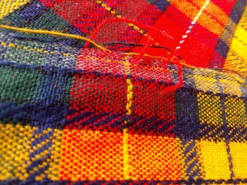 vintage plaid woven woolbend 2 1/4 yds X 56 70s  madris