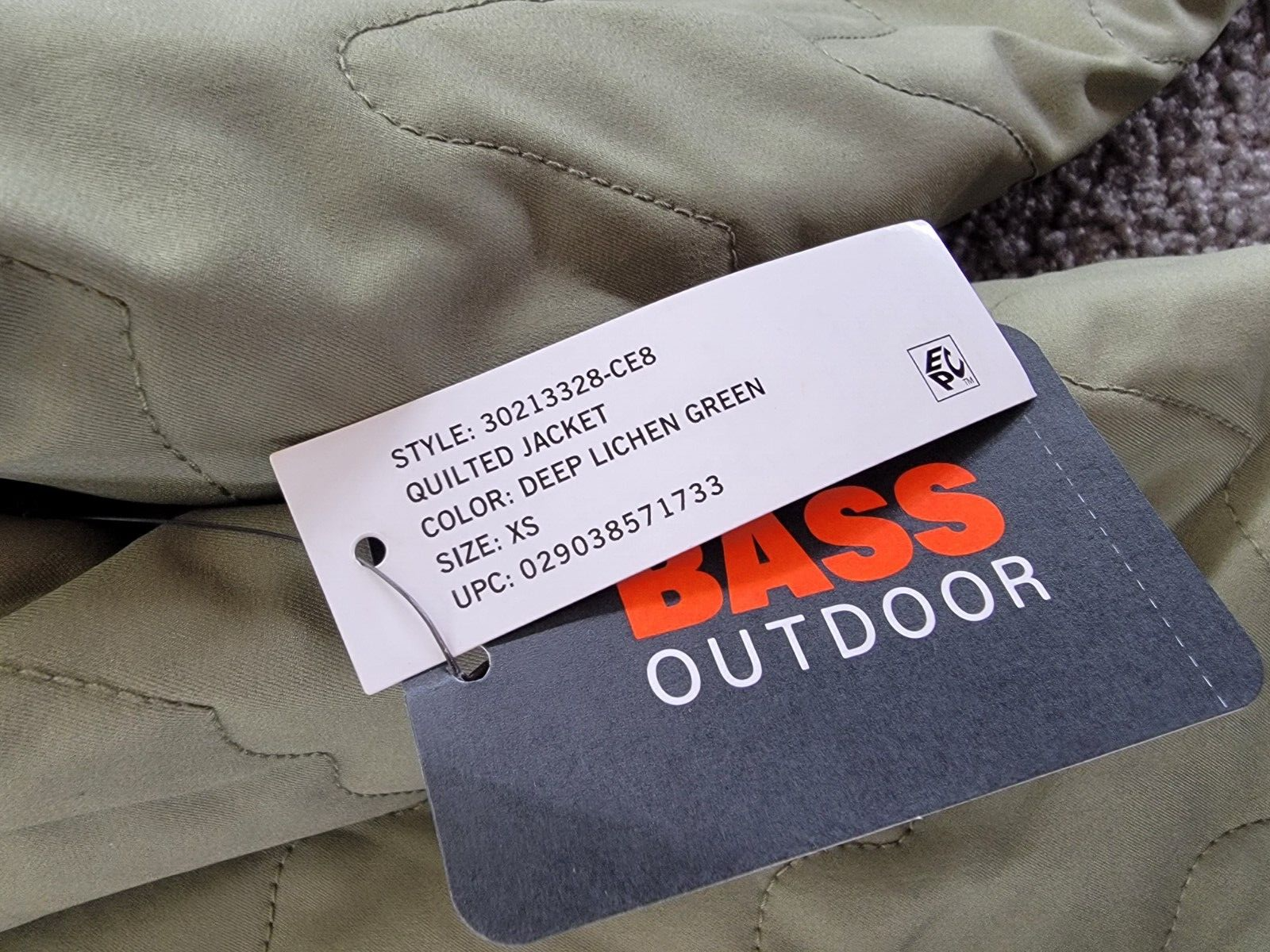 Bass Outdoor Quilted Long Sleeve Jacket Women XS Deep Lichen Green High collar - Picture 16 of 17