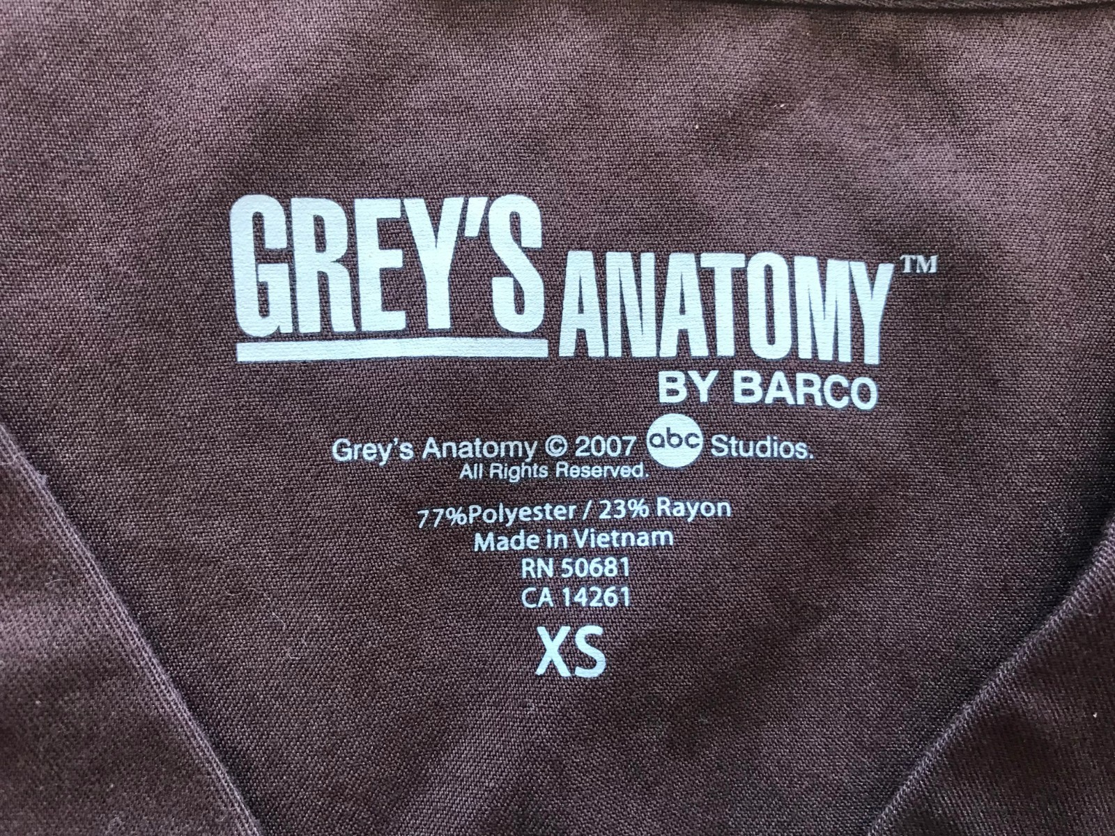 Grey's Anatomy by Barco Scrub Set XS XSmall Top Pants Brown Nurse POCKETS GUC