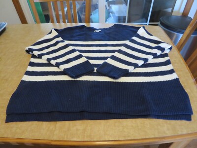 Croft & Barrow Womens Plus 3X Navy Rgby Sweater, 60% cotton, 40% acrylic