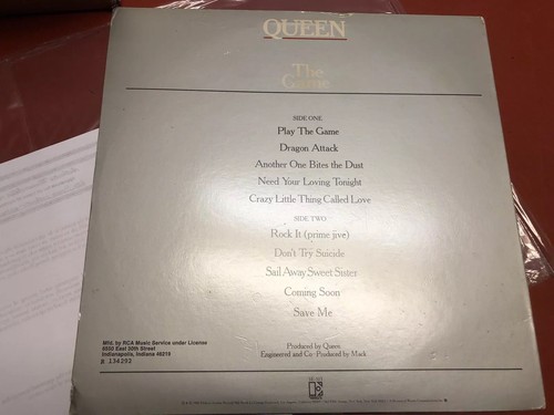 Queen Autographed “The Game” Vinyl Album Record Freddie Mercury