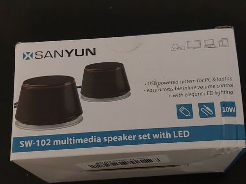 Sanyun SW102 Computer Speakers, 5Wx2, Deep Bass in Small Bod