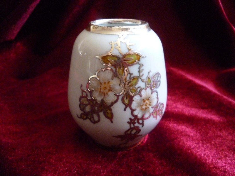 Veyhl Silberwaren Aparte Kleine Vase 1000er Silber Silver Overlay Handgemalt