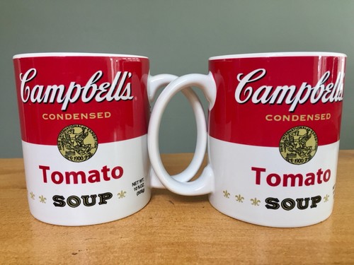 2 Vintage Pop Art Label Campbell’s TOMATO SOUP Mugs LARGE Handle 2012 Official
