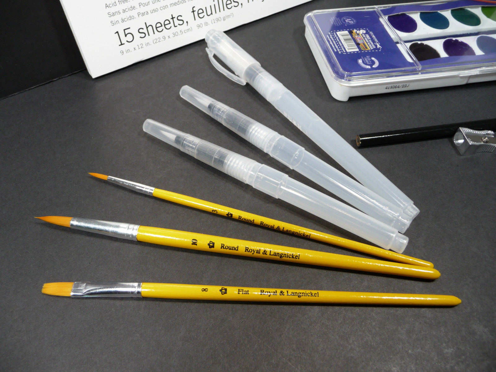 Prang Watercolors 10pc Bundle Starter Set Paints Pad Water Brushes Beginner Kit