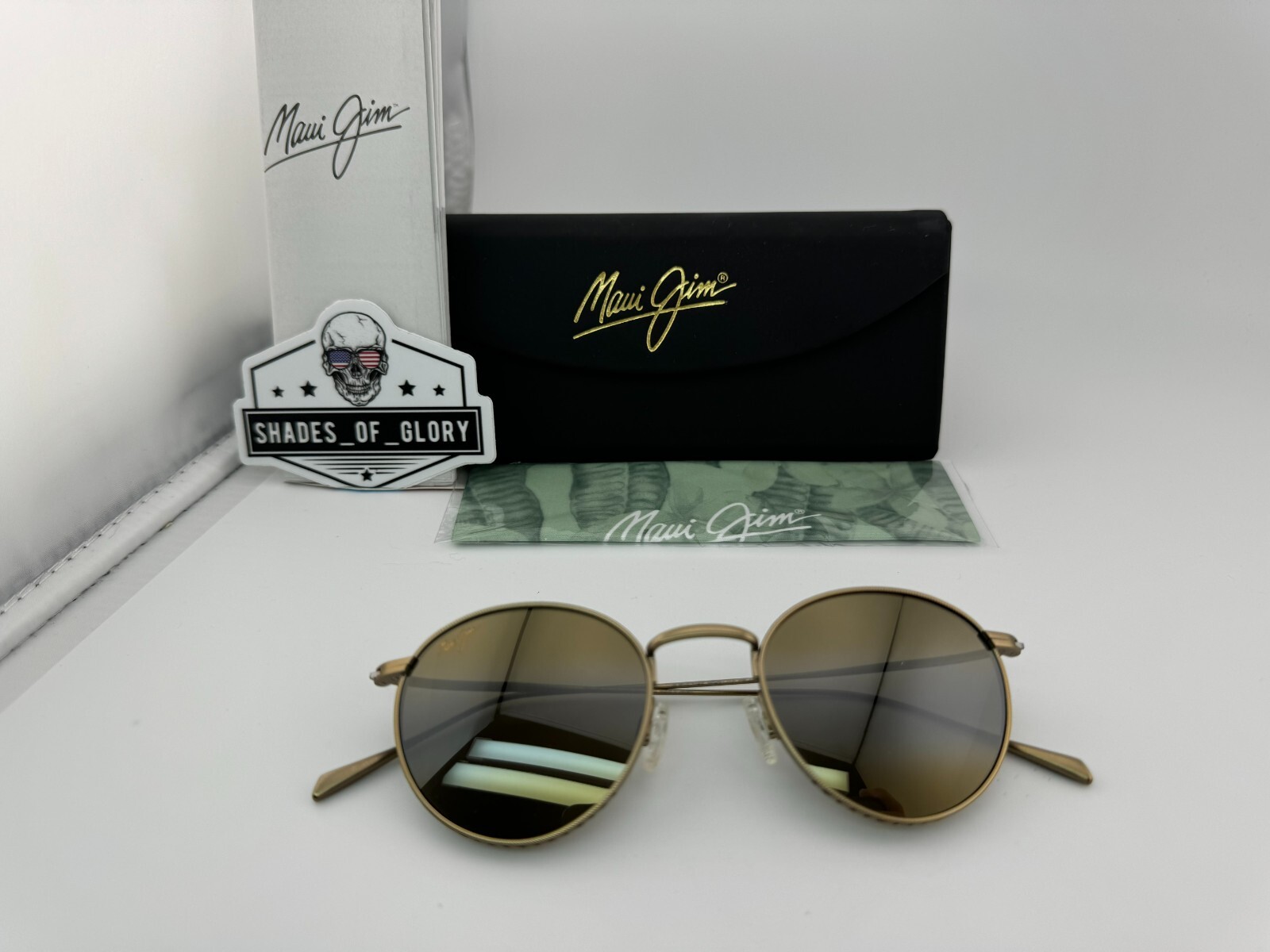 Pre-owned Maui Jim North Star Mj 757-16m Gold W/ Hcl Bronze Polarized Round Sunglasses