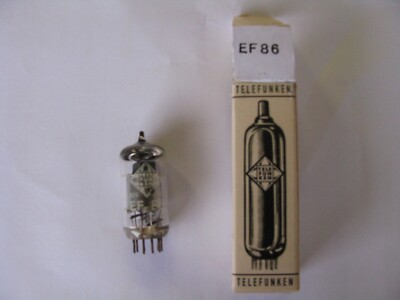 Vintage EF86 Tube nos Telefunken Silver Plate Cage, round getter , Preamp tubes