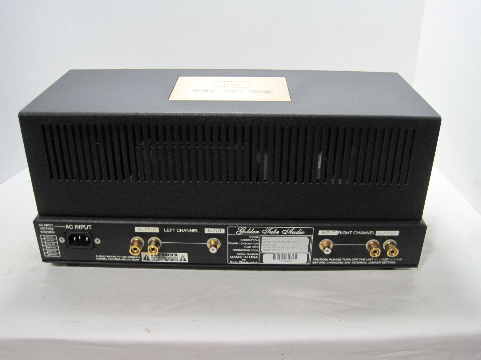 Golden Tube Audio Model SE-40= Single Ended 5881 Amplifier