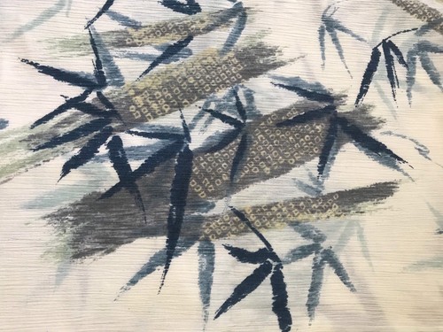 2 YARDS OF VINTAGE WHITE WITH BLUE PALM TREES TROPICAL PRINT FABRIC