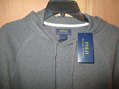 NEW POLO RALPH LAUREN Waffle Pajama Top Sleep Hoodie Shirt MENS M Dark Grey