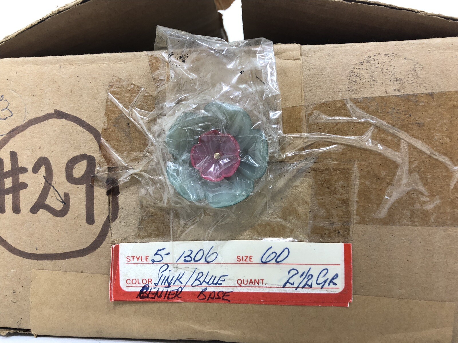 Vintage Seafoam Green Pink Floral Blossom Shank Buttons 36mm Lot of 3 A16-1