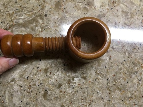 Vintage EZ-KRAK HOLIDAY Nut Cracker Screw Style Nut Wooden Nutcracker  Japan