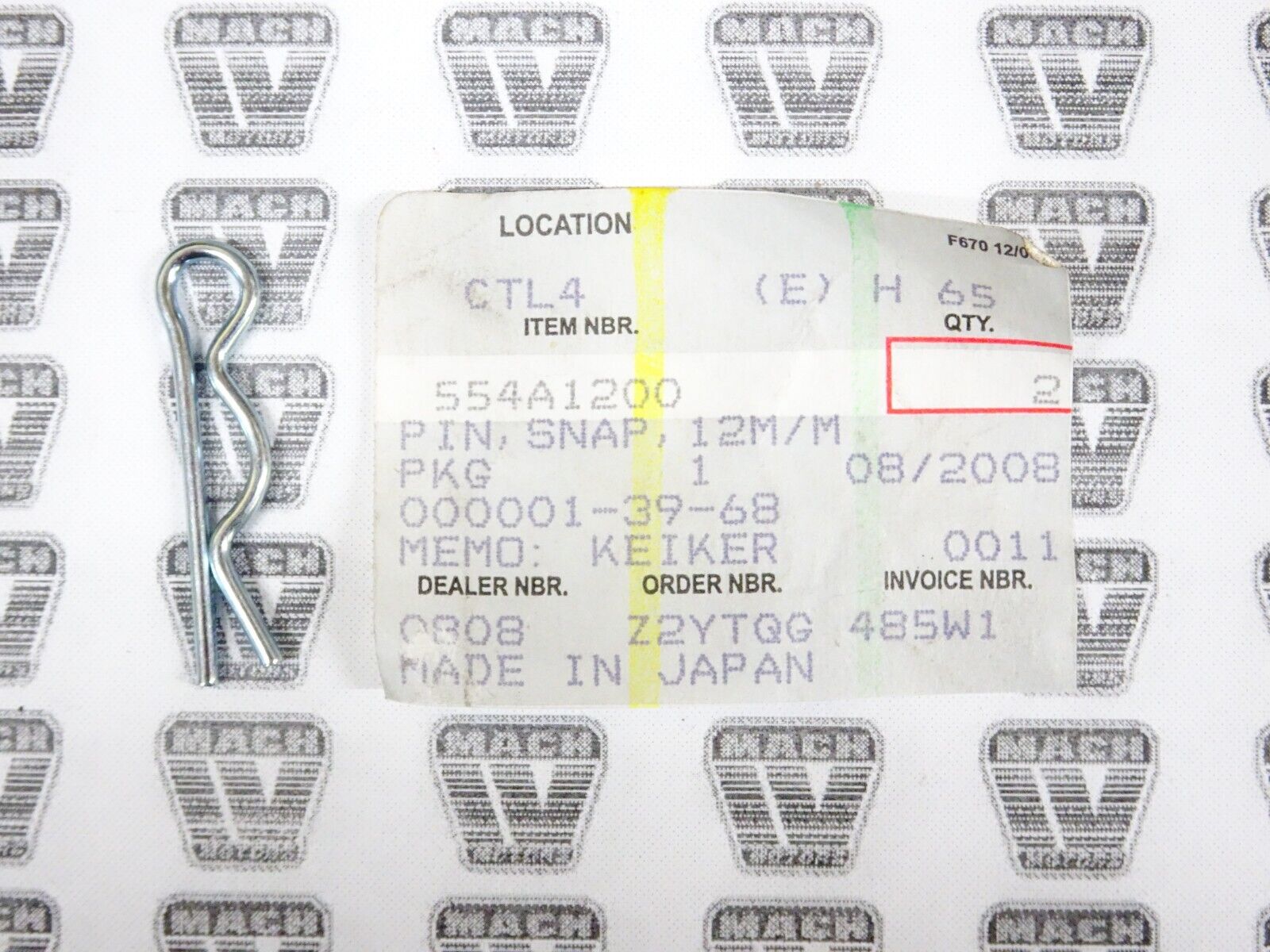 Kawasaki NOS NEW 554A1200 Snap Pin 12mm ER KAF KLT ZX ER650 Kawasaki NOS NEW 554A1200 Snap Pin 12mm ER KAF KLT ZX ER650