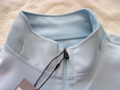 NWT Hickey Freeman top zippered vest, men's M, light blue, stripes, polyester