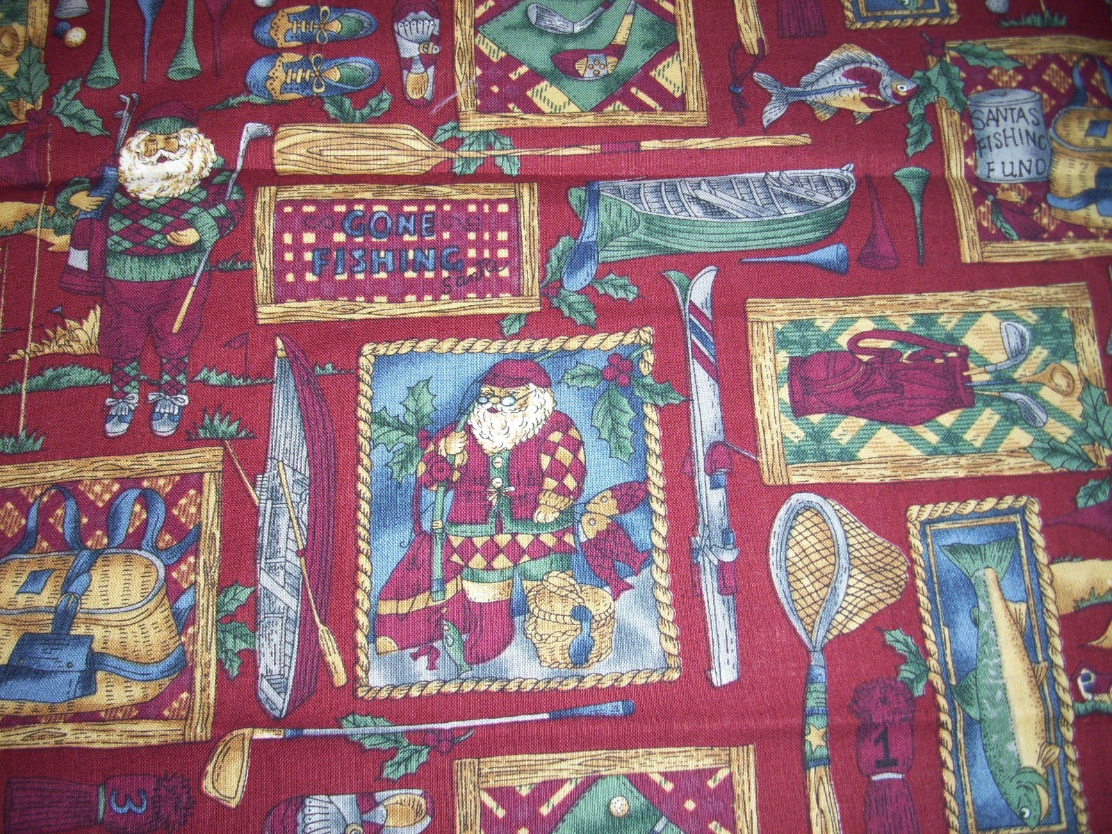 NEW  Cotton Quilt Fabric Santas Fishing Fund Hoffman International by The Yard