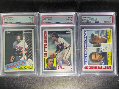 ROD CAREW 3 Card Lot HOF Topps 1984-85  PSA 7 & 8 New Slabs