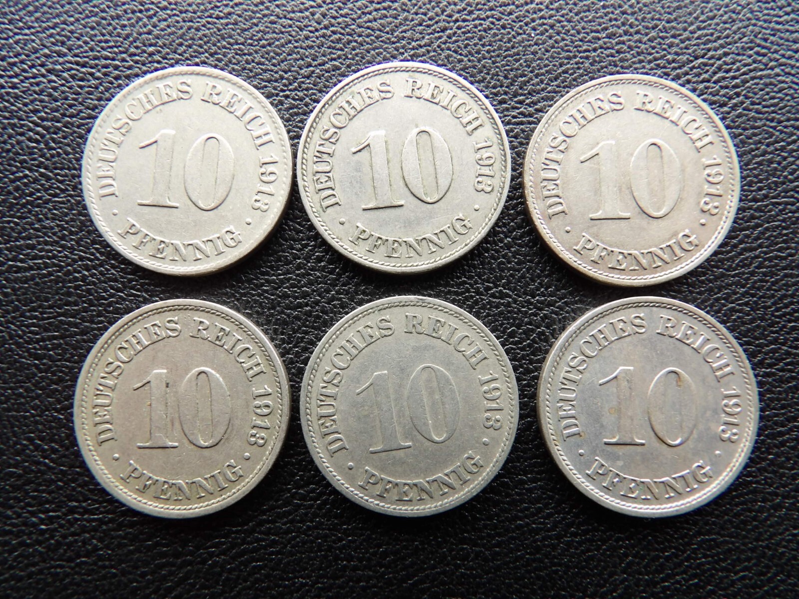 「das deutsche auge」 Germany 1913 full set A,D,E,F,G,J 10 pfennig coins Large