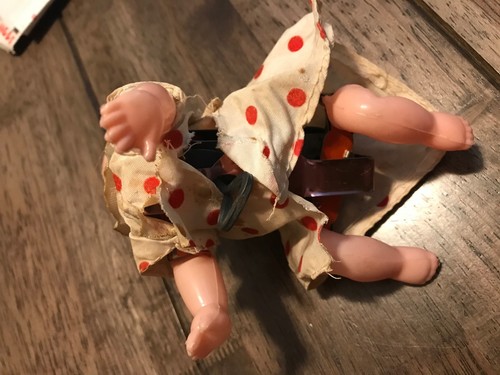 Matsushita electronics tin Plastic Crawling Baby Wind Up Toy Japan