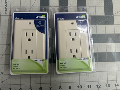 2-pack lot Leviton Decora 5675 Light Almond Outlet W/ Wall Plate
